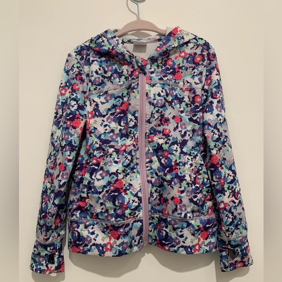 Gymboree flower pattern zip up hoodie with thumb holes. Size 3-4 - Picture 1 of 6